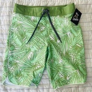 Art Class Boys Swim Trunks Tropical Palm Tree Design Green Size Large 12 NWT